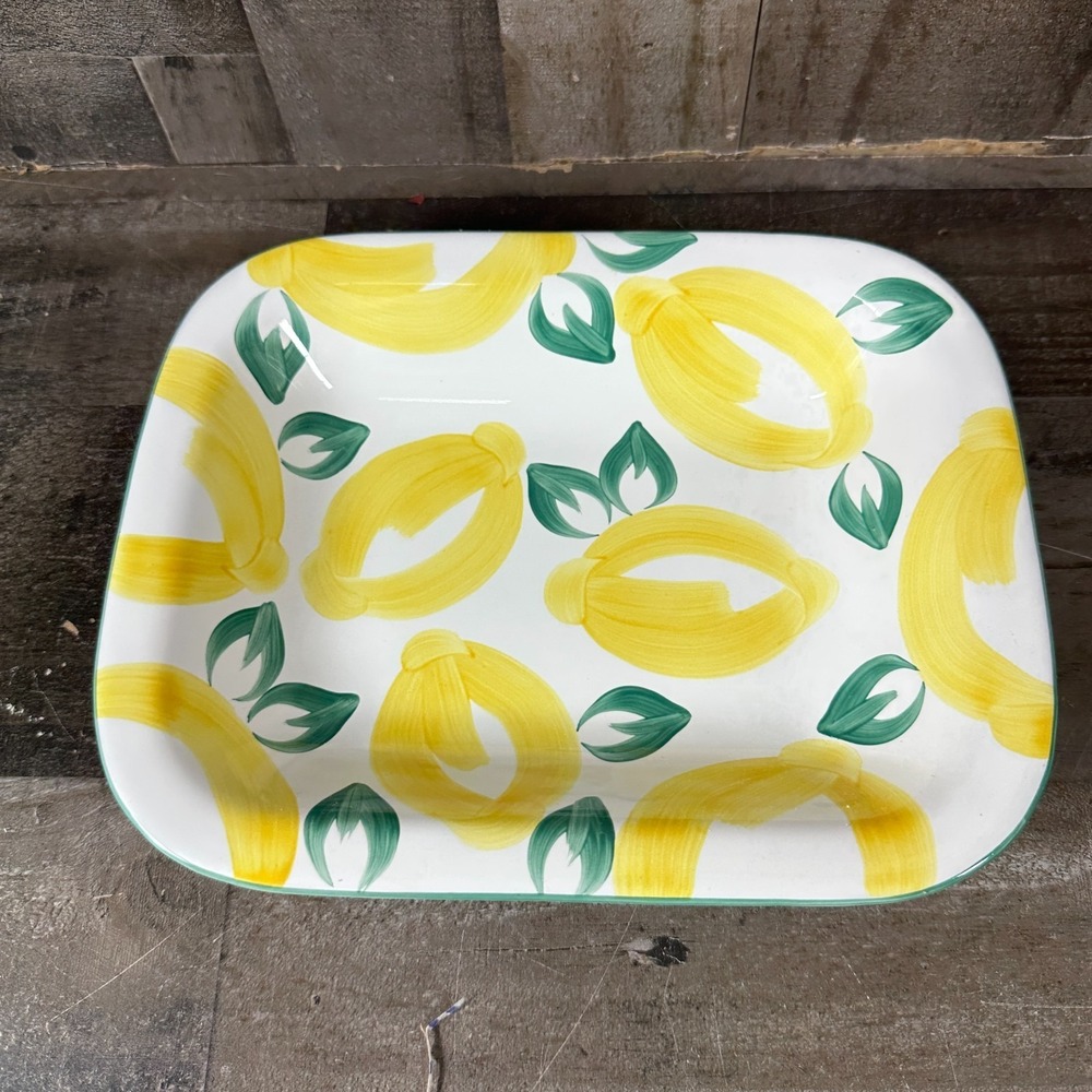 Herend Hungary Hand Painted Pottery Summer Lemon Casserole Serving Dish Yellow